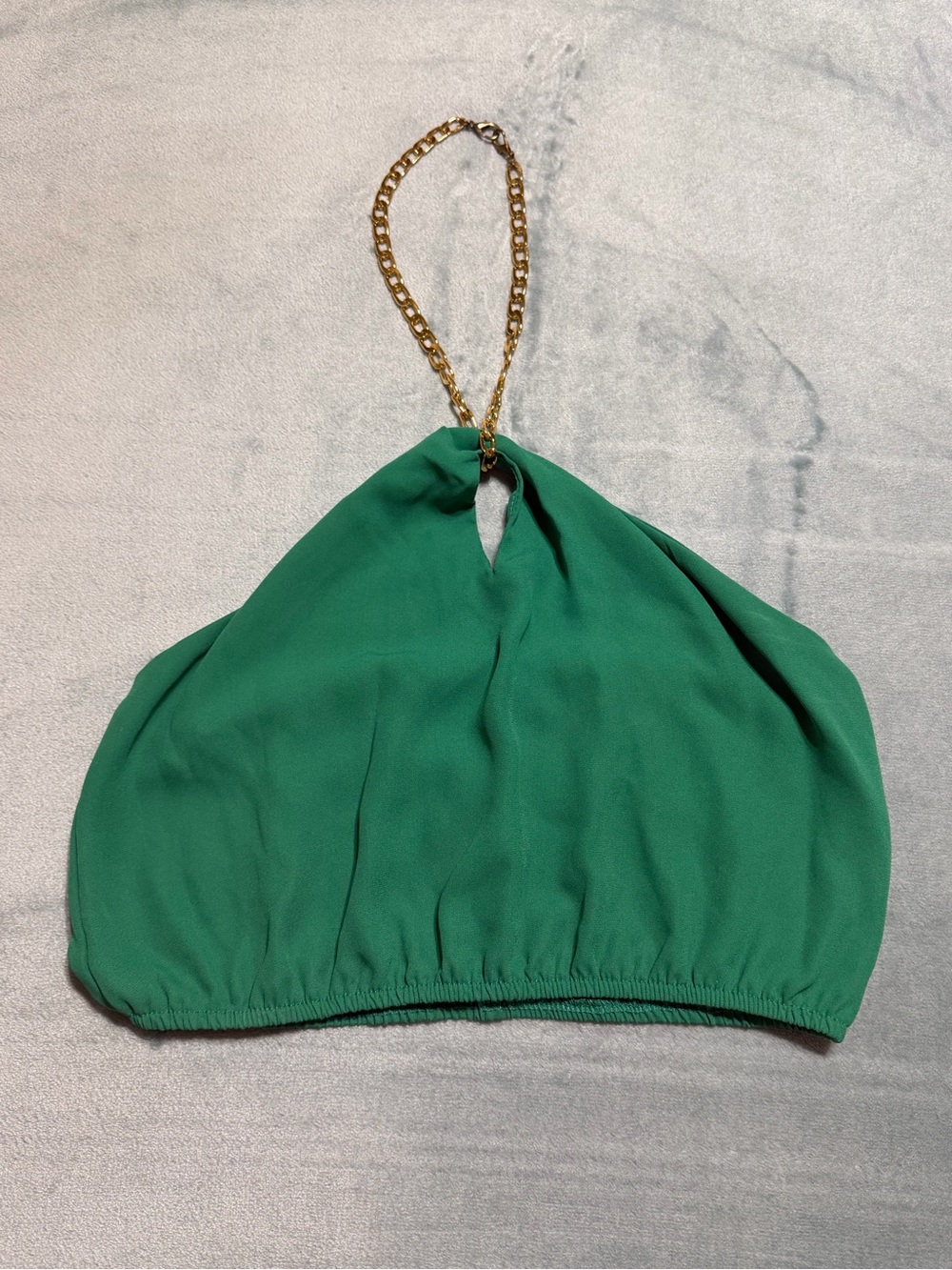 SHEIN Green Halter Crop Top with Gold Chain